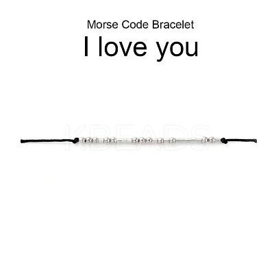 Unisex Adjustable Morse Code Bracelets BJEW-JB04988-04-1