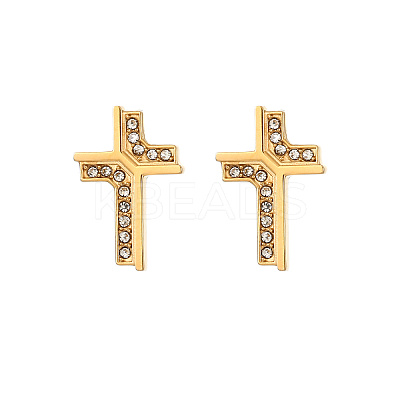 Cross 304 Stainless Steel Crystal Rhinestone Stud Earrings for Women RH7561-3-1