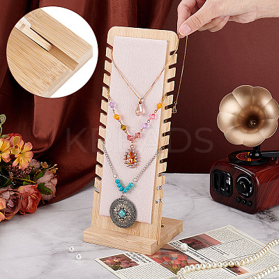 Bamboo Wood Jewelry Collection Necklace Display Stand ODIS-WH0005-06-1
