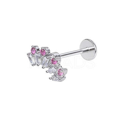 316L Surgical Stainless Steel Pave Pink Cubic Zirconia Cartilage Earrings FS-WGC0A44-08-1