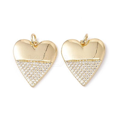 Rack Plating Brass Micro Pave Clear Cubic Zirconia Pendants X-ZIRC-C040-18G-1