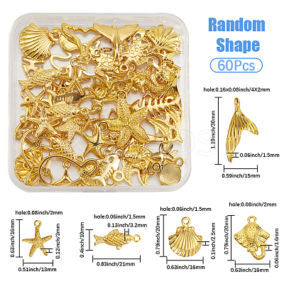 60Pcs Tibetan Style Alloy Pendants FIND-SP0004-07G-1