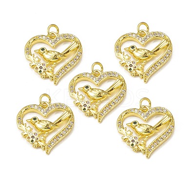 Brass Micro Pave Cubic Zirconia Bird Pendants KK-E068-VB010-1