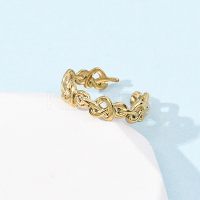 304 Stainless Steel Open Cuff Rings for Women RJEW-K309-18G-1