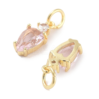 Brass Micro Pave Cubic Zirconia Charms KK-C051-09G-03-1