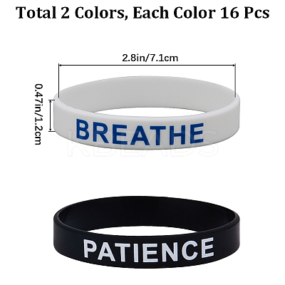 32Pcs 2 Colors Word Silicone Cord Bracelets Set Wristband BJEW-GF0001-17-1