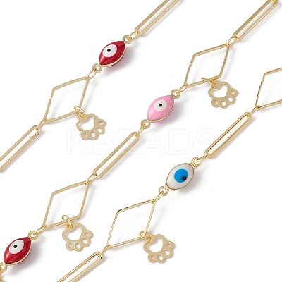 Enamel Horse Eye & Oval & Rhombus Link Chains CHC-C003-27G-03-1