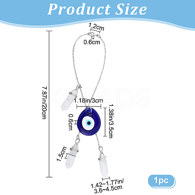 Teardrop with Evil Eye Glass Pendant Decorations HJEW-AB00018-1