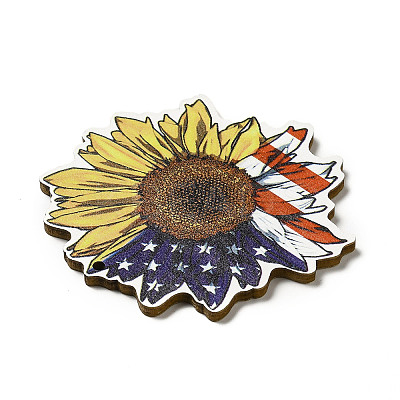 American Flag Theme Single Face Printed Aspen Wood Big Pendants WOOD-G014-16-1