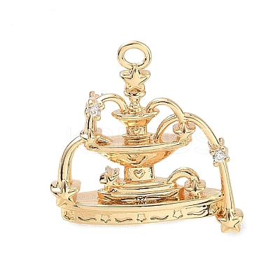Brass Micro Pave Clear Cubic Zirconia Pendants KK-K351-72G-1