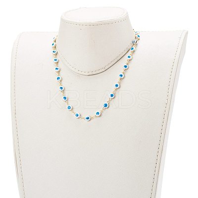 Brass Enamel Evil Eye Link Chain Bracelets & Necklaces Jewelry Sets SJEW-JS01191-1
