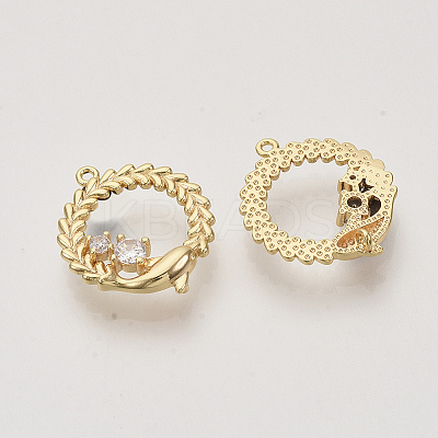 Brass Cubic Zirconia Links connectors X-KK-N216-06-1