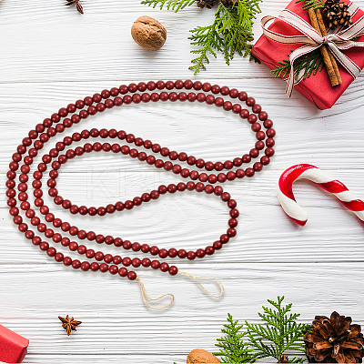 Wood Round Beads Pendant Decorations for Christmas Decorations HJEW-WH20003-49B-1
