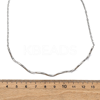304 Stainless Steel Wave Shape Link Chain Necklaces for Women NJEW-S439-08P-1