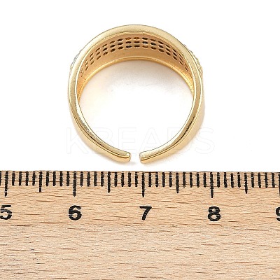 Brass Micro Pave Clear Cubic Zirconia Cuff Rings RJEW-C140-15G-1