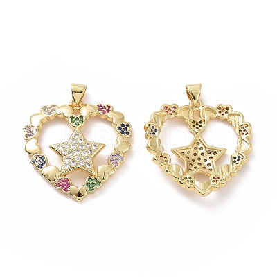 Brass Micro Pave Cubic Zirconia Pendants ZIRC-F134-02G-01-1