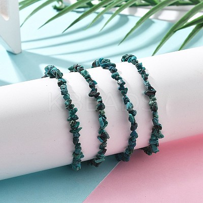 Natural Chrysocolla Chips Bracelets for Women BJEW-H623-01S-09-1