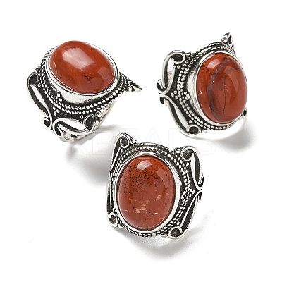 Natural Red Jasper Adjustable Rings RJEW-I108-02AS-06-1