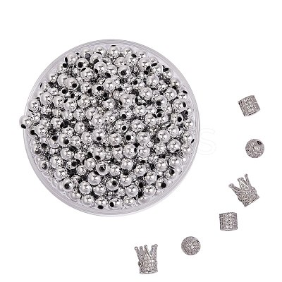 6Pcs 3 Styles Brass Micro Pave Cubic Zirconia Beads ZIRC-SZ0001-17-1