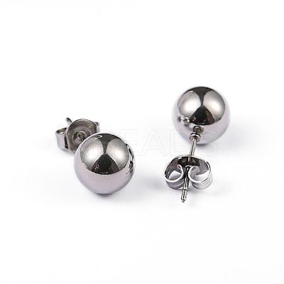 Tarnish Resistant 304 Stainless Steel Ball Stud Earrings EJEW-2224-8mm-P-1