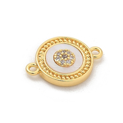 Brass Micro Pave Clear Cubic Zirconia Connector Charms KK-M303-04G-05-1