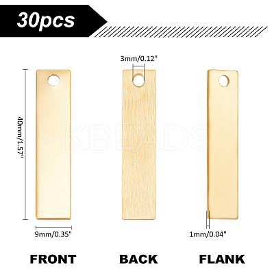 30Pcs 201 Stainless Steel Rectangle Stamping Blank Tag Pendants STAS-UN0056-61-1