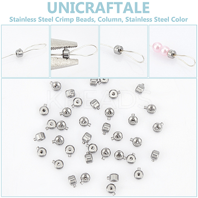 40Pcs 303 Stainless Steel Crimp Beads STAS-UN0056-73-1