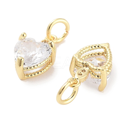 Brass Micro Pave Cubic Zirconia Charms KK-C051-05G-03-1