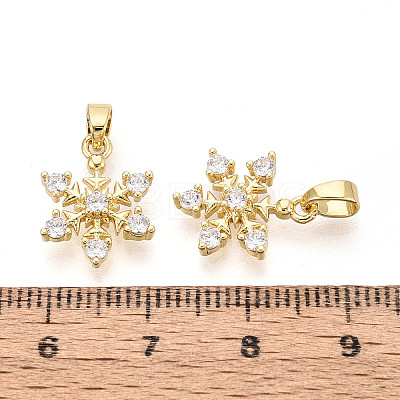Brass Micro Pave Clear Cubic Zirconia Charms KK-N259-16G-1