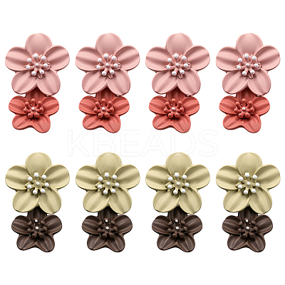 4 Pairs 2 Colors Zinc Alloy Resin Dangle Stud Earrings EJEW-GO0002-04-1