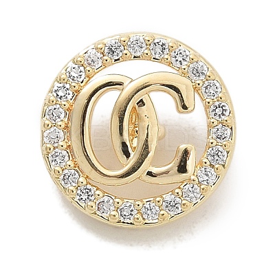 Rack Plating Brass Micro Pave Clear Cubic Zirconia Buttons KK-K293-12B-G-1