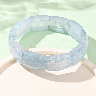 Rectangle Natural Dyed White Jade Imitation Aquamarine Beaded Stretch Bracelets for Women Men GG-CBA9ACE-C11-1