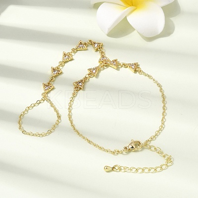 Brass Micro Pave Cubic Zirconia Mittens Bracelets BJEW-C156-01G-06-1