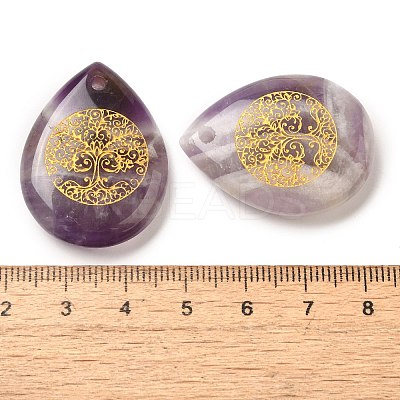 Natural Amethyst Drop Pendants G-C158-01L-1