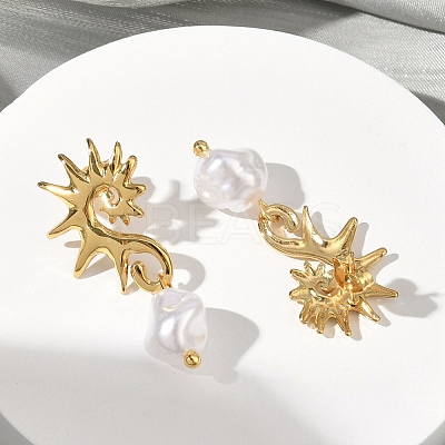 Sea Horse 304 Stainless Steel Acrylic Dangle Stud Earrings EJEW-B156-06G-1