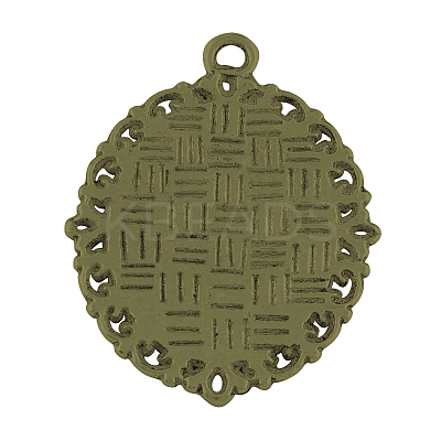 Tibetan Style Oval Alloy Pendant Cabochon Settings TIBEP-Q054-44AB-NR-1