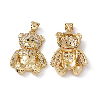 Brass Micro Pave Cubic Zirconia Pendants KK-B061-20G-02-1