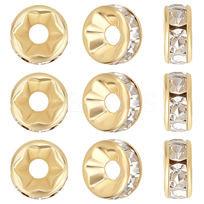 200Pcs Brass Pave Clear Cubic Zirconia Beads KK-BBC0015-87B-1