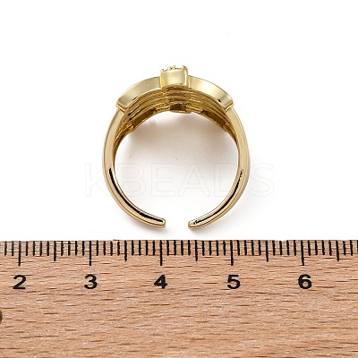 Brass Micro Pave Clear Cubic Zirconia Cuff Finger Rings RJEW-G337-34G-1