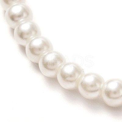 Vintage Painted Round Glass Pearl Beaded Necklace for Girl Women Mother NJEW-JN03665-1