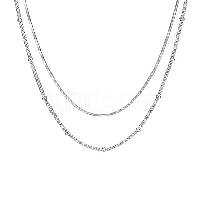 Non-Tarnish 304 Stainless Steel Double-Layer Necklace LS-NJEW-Q321-01P-1