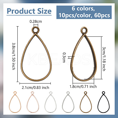 60Pcs 6 Colors Alloy Open Back Bezel Pendants FIND-OC0003-37-1