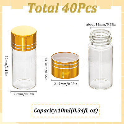 40Pcs Clear Glass Bottles Bead Containers CON-SC0001-15B-02-1
