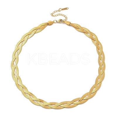 304 Stainless Steel Interlocking Triple Herringbone Chain Necklace for Men Women NJEW-H167-01G-1