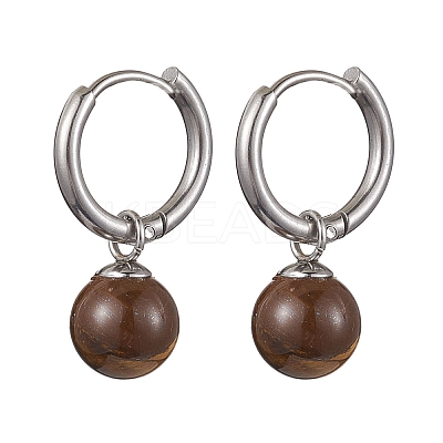 Gemstone Hoop Earring EJEW-JE05760-1
