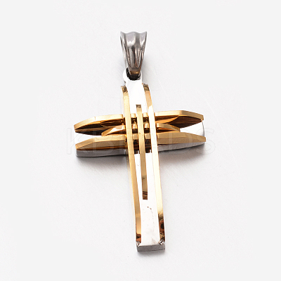 Men's Jewelry 201 Stainless Steel Cross Pendants X-STAS-F010-44G-1