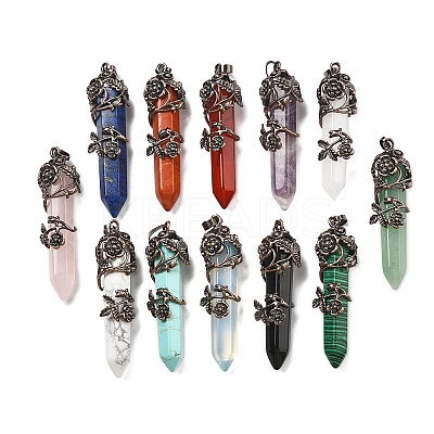 Natural & Synthetic Gemstone Big Pointed Pendants G-A172-16-AB-1