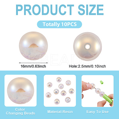 10Pcs Resin Beads PACR-TA0001-33L-1