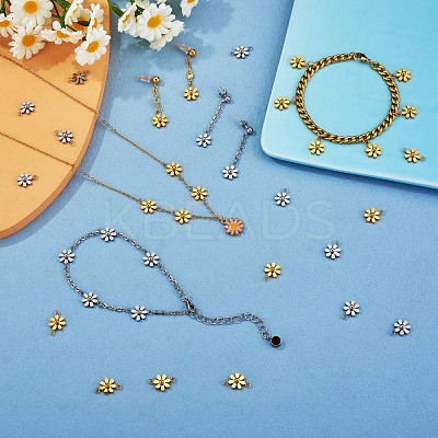 12Pcs 430 Stainless Steel Small Flower Pendants JX238A-1