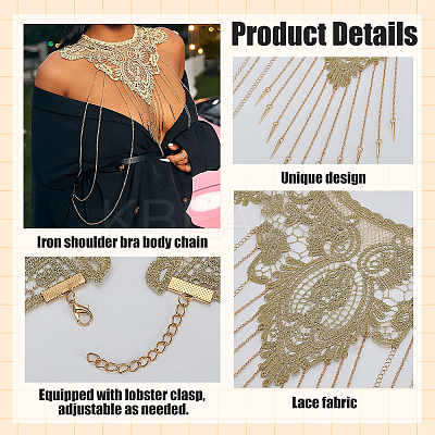 Iron Shoulder Bra Body Chain AJEW-WH0038-80G-1